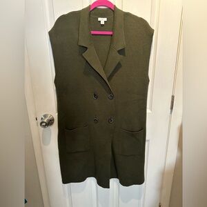 NWOT J.Jill Majestic Double  Breasted Gilet Sweater Forest Green Size Medium